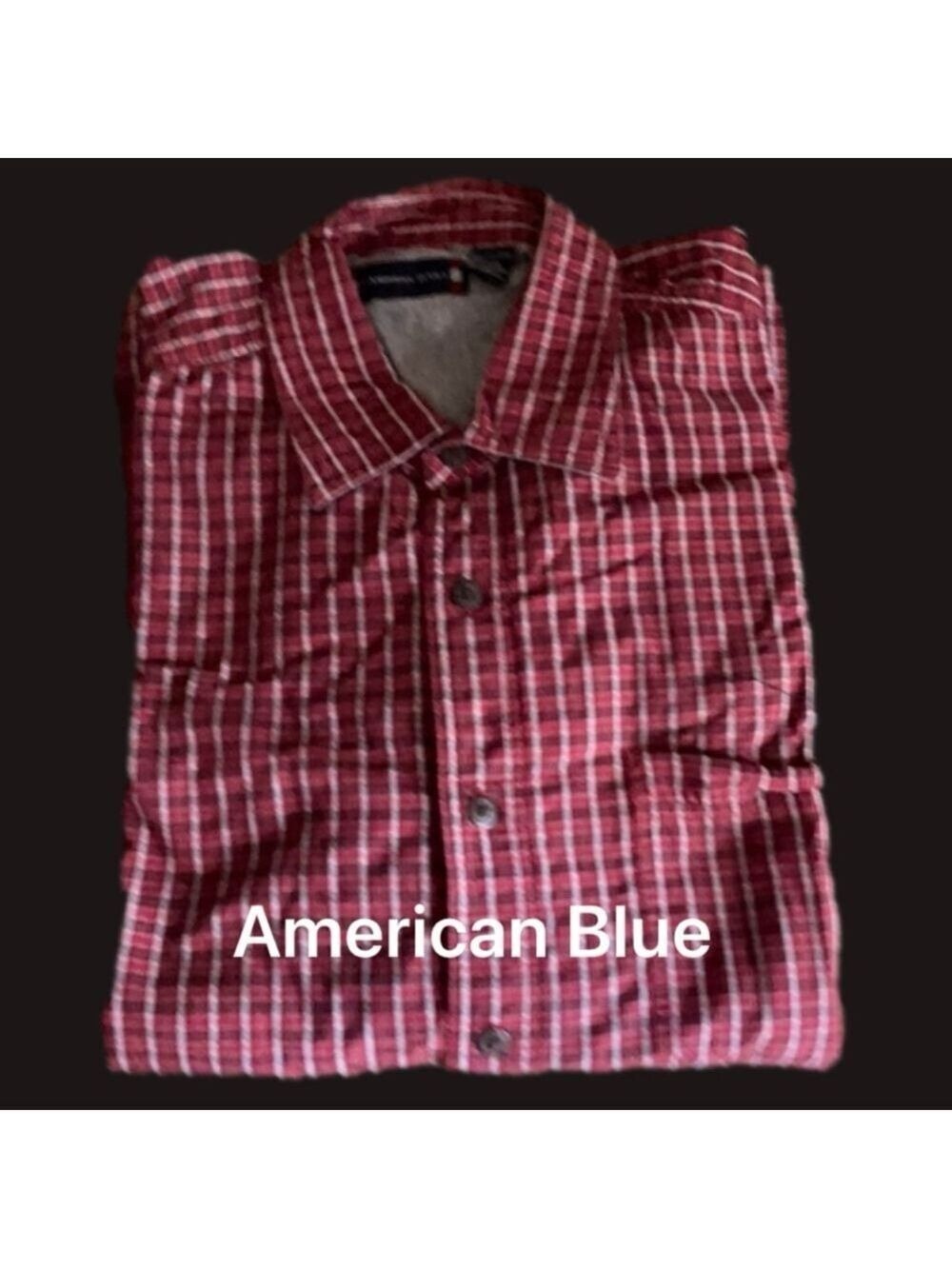 American Blue Lined Plaid Flannel Shirt Jacket | Red White Blue | XXL - Picture 2 of 5